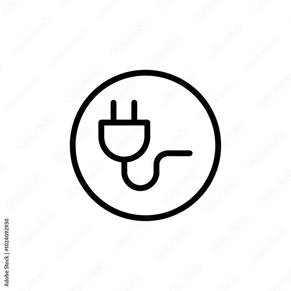 Aufkleber Electrical plug icon Outline vector for web ui