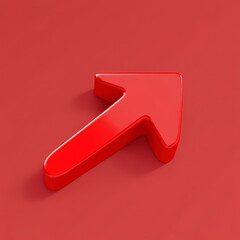Red 3d arrow pointing upwards on a solid red background