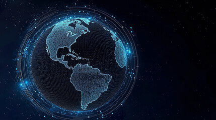 Blue particle concept earth global communication background