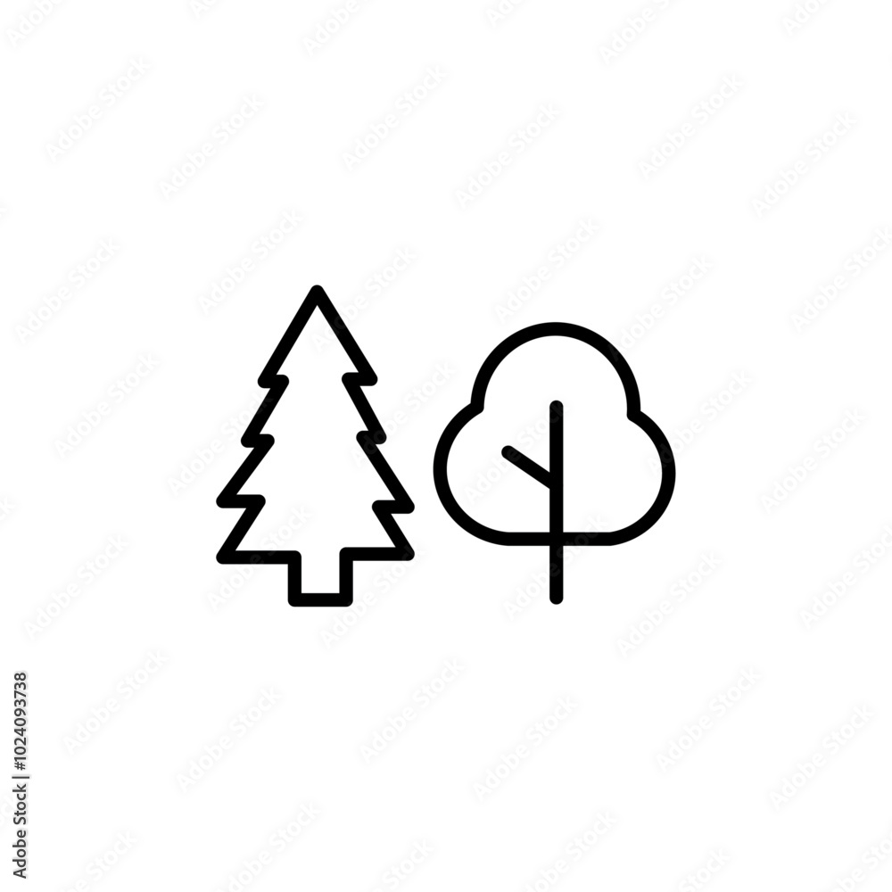 Poster Forest and park trees icon Outline vector for web ui