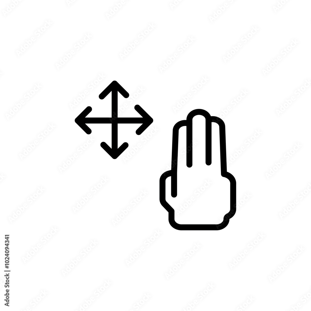 Poster hand, fingers, gesture, swipe, rotate icon outline vector for web ui