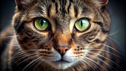 Naklejka premium A Close-Up View of a Cat's Intriguing Gaze, Its Emerald Eyes Gleaming with Curiosity and a Hint of Mystery
