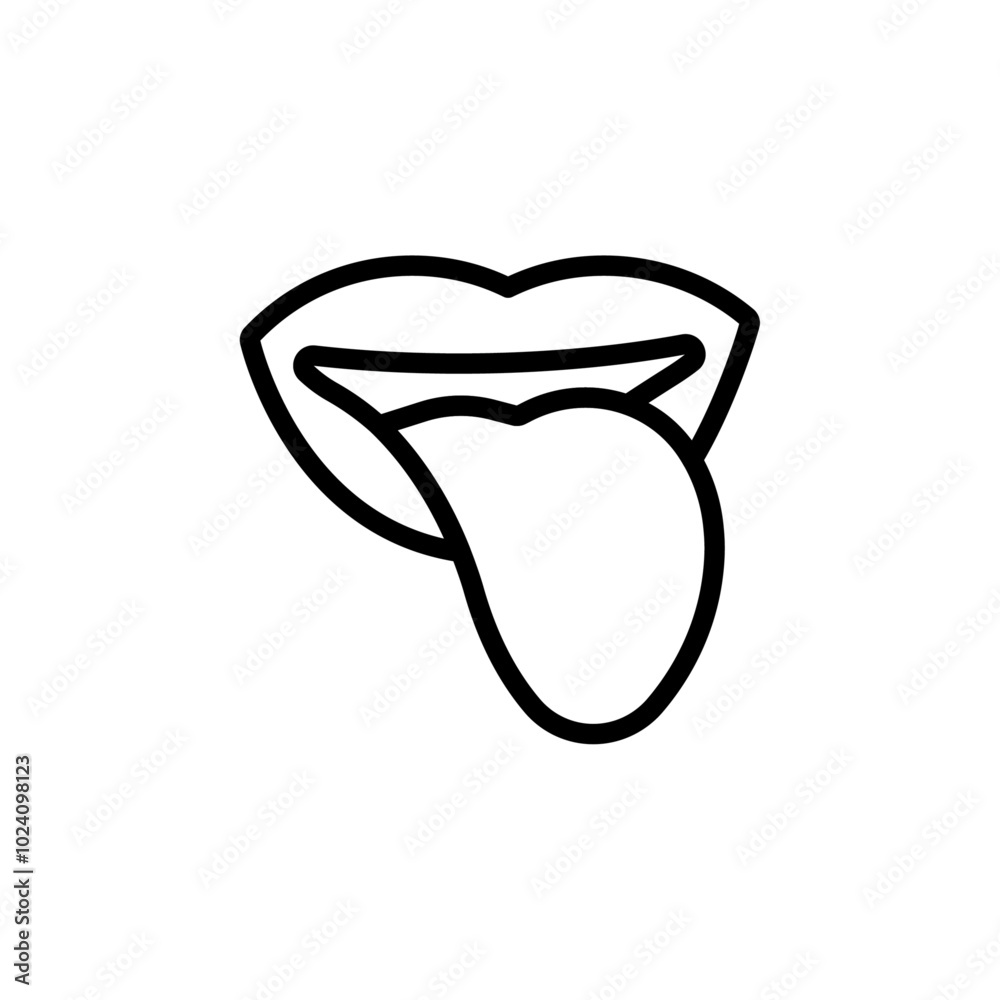 Poster Mouth sticking tongue out icon Outline vector for web ui