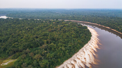 AERIAL PHOTOS OF THE NANAY RIVER IN THE PERUVIAN AMAZON, IGAPOS OR BLACK WATER RIVERS OF THE...