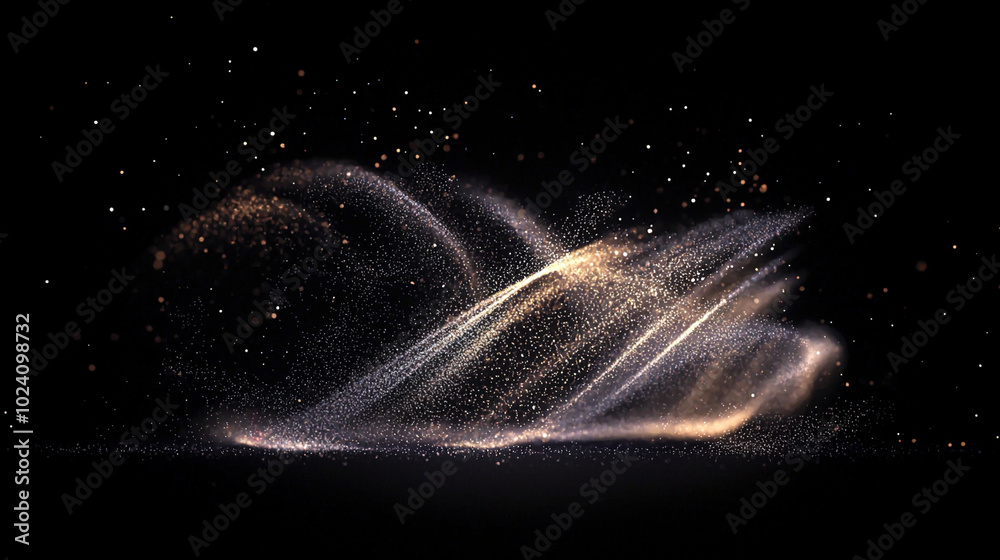 Wall mural abstract particle waves sparkling wavy lines