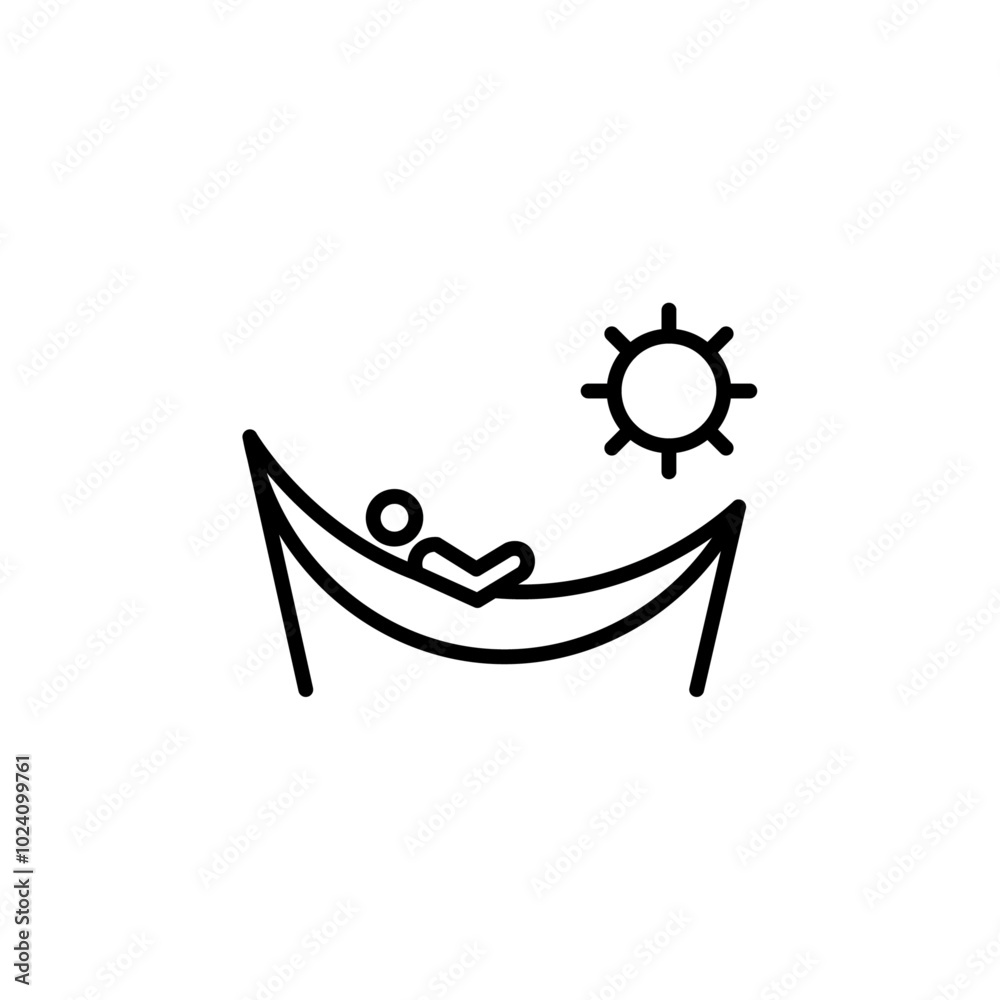 Aufkleber Person relaxing on hammock icon Outline vector for web ui