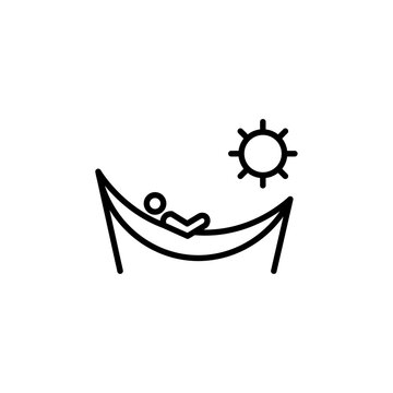recommend clip art: Person relaxing on hammock icon Outline vector for web ui