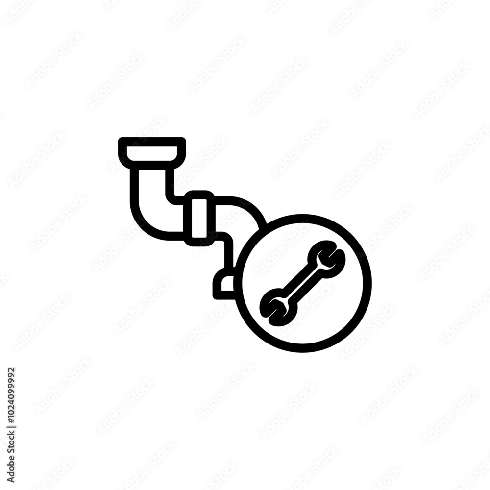 Poster Plumber repairing pipe icon Outline vector for web ui