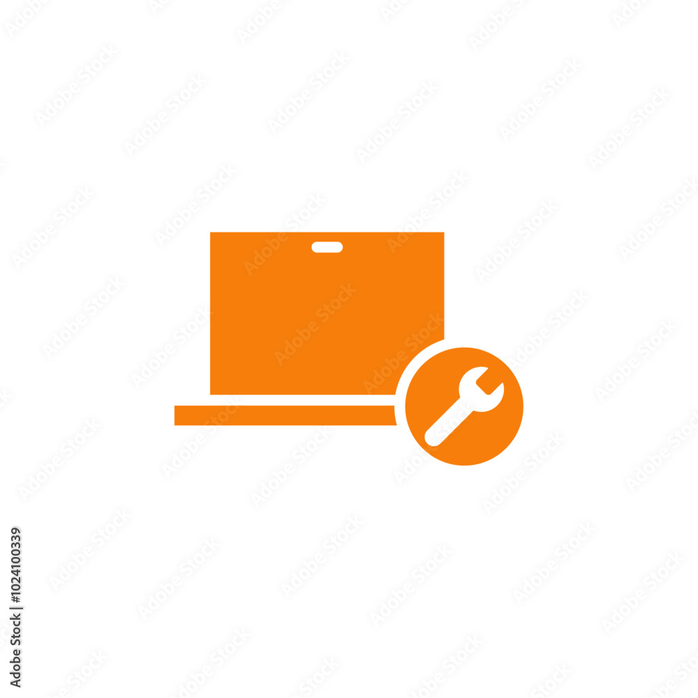 Poster repairing laptop icon outline vector for web ui