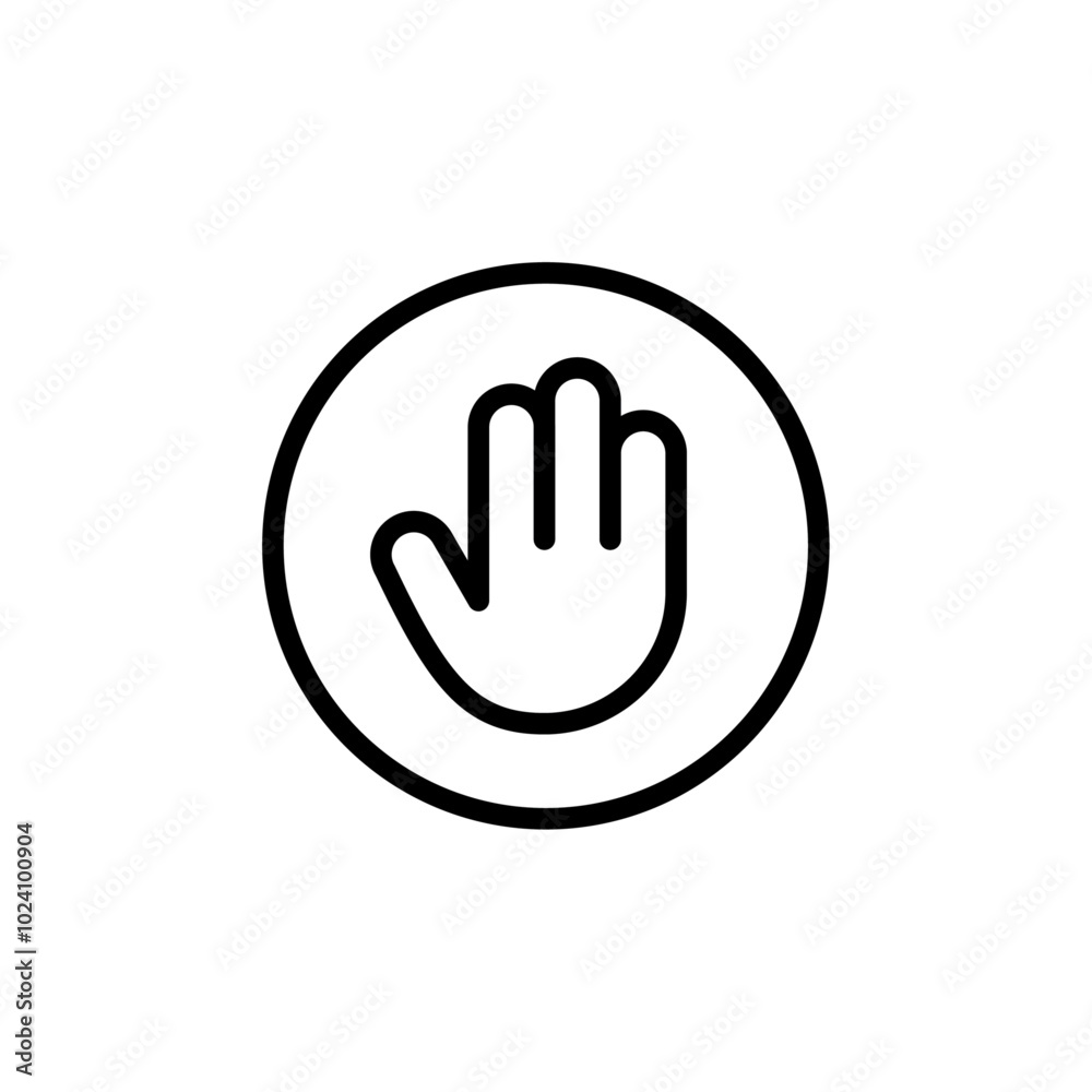 Poster Stop sign with hand icon Outline vector for web ui