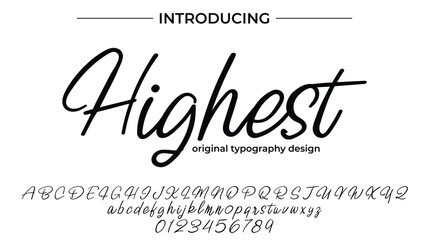 Highest Font Stylish brush painted an uppercase vector letters, alphabet, typeface