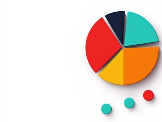 Fototapeta premium Flat design of a financial forecast pie chart, cartoon flat design, long shot.