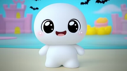 Cute Cartoon Character with Big Eyes and Happy Expression