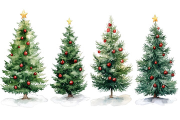 Fototapeta premium Watercolor Christmas Trees: Festive Holiday Decor