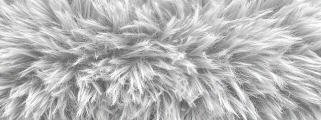 Close-up view of fluffy white faux fur texture background