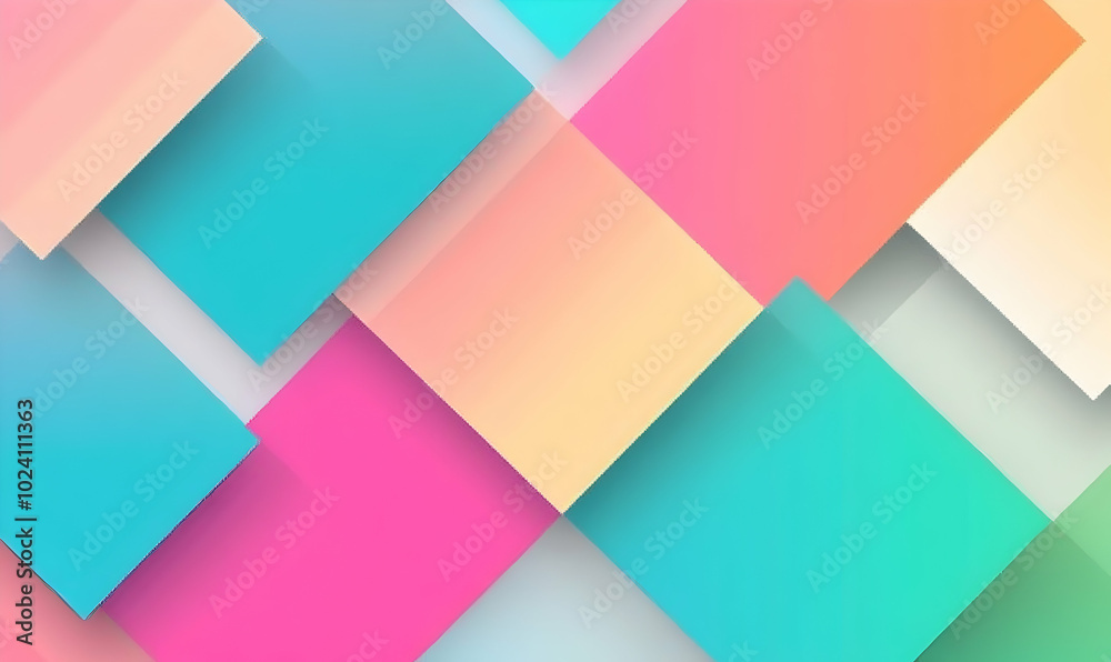 Sticker Abstract background with colorful overlapping squares in a diagonal pattern.