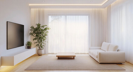 Villa floor-to-ceiling window living room sofa photography