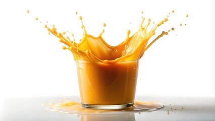 Juice splash on white background with vibrant colors