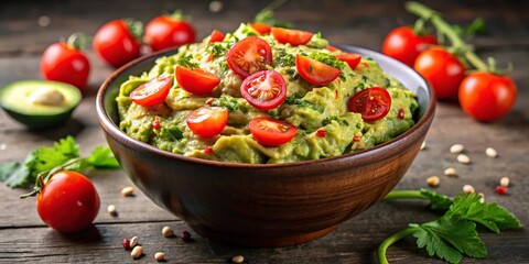 Keto Mexican Guacamole with Cherry Tomatoes and Sesame Seeds