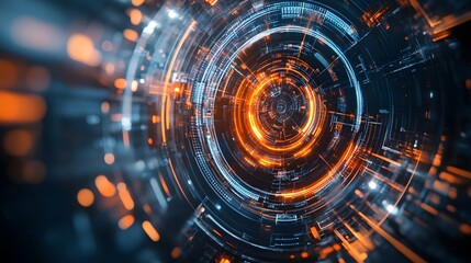 Abstract circle technical and futuristic shape, 3d illustration. 