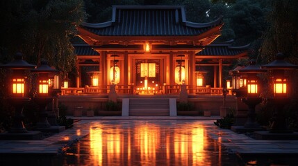 Minimalist background of Lao Buddha: A serene blend of ancient Buddhist architecture and spiritual heritage in Southeast Asia's temples.

