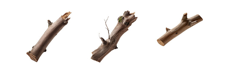 Fototapeta premium Three isolated tree branches on a white background.