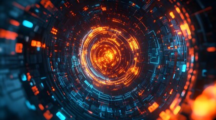 Fototapeta premium Abstract circle technical and futuristic shape, 3d illustration. 