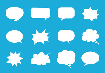 Vector speech bubbles label collection. Blank white speech bubbles, comic speech bubbles, speech bubbles, chat bubbles, these are artistic icons for apps and websites.