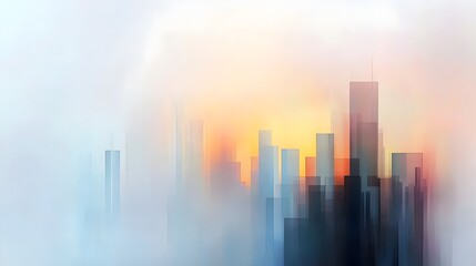 Fototapeta premium Enchanting abstract cityscape at night featuring glowing windows and soft dreamlike gradients in a watercolor inspired style Evoking a sense of tranquility and mystery