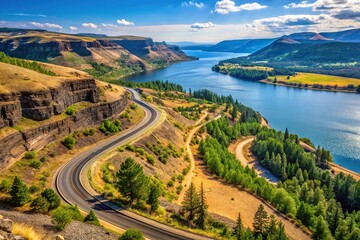 Fototapeta premium Landscape of Rowena Curves along McCall Point Trail