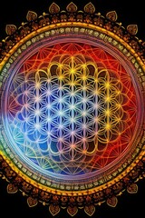 Fototapeta premium colorful Flower of Life wallpaper