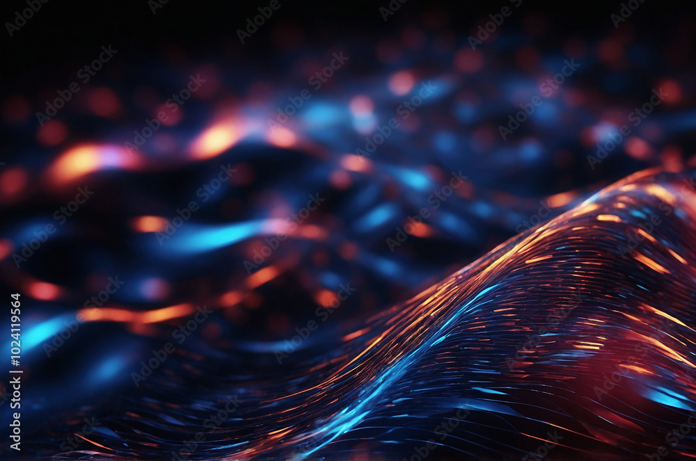 Poster abstract background with a digital mesh pattern, highlighted by pulsating lights and deep shadows, c