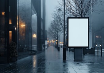 blank billboard city street rain transparency bang translucency screen tones white grey technological top milk brands obelisks