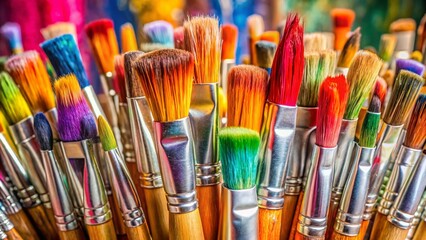 Fototapeta premium High-Quality Paint Brush Set for Artists, Crafters, and DIY Projects - Versatile Brushes for Acrylic, Watercolor, and