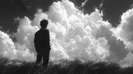 Obraz premium Silhouette of a Man Against a Dramatic Sky