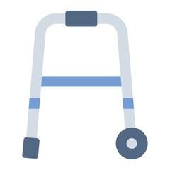 Walker flat icon representing mobility support and assistance for elderly or disabled people