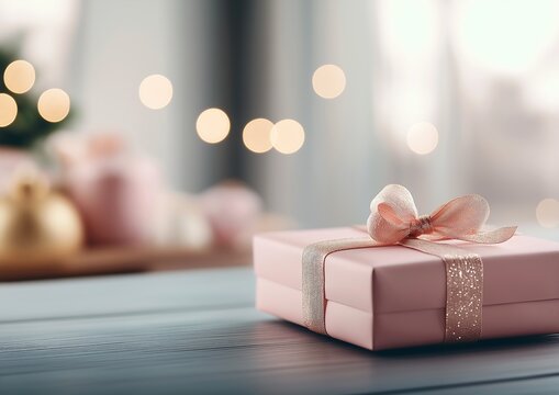 gift box bow table luxurious neckless birthday wrapped presents princess warm tone cold benevolence precious