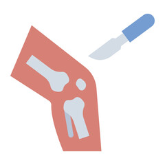 Leg bone surgery flat icon representing surgical procedure related to orthopedic care