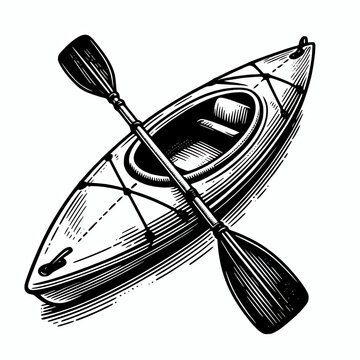 recommend clip art: Detailed illustration of a kayak and paddle vector