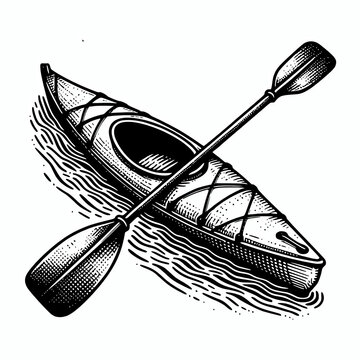 kayak and paddle on water clip art preview