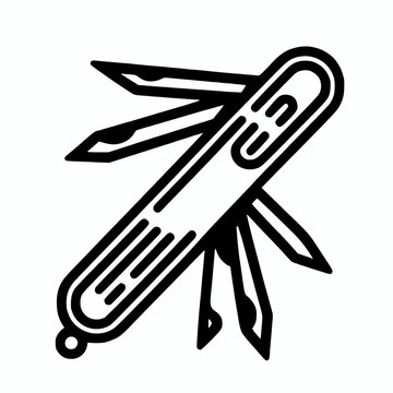 recommend clip art: Swiss army knife multi tool vector icon outline illustration