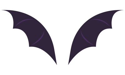 Black bat wings spreading flat icon isolated on white background.