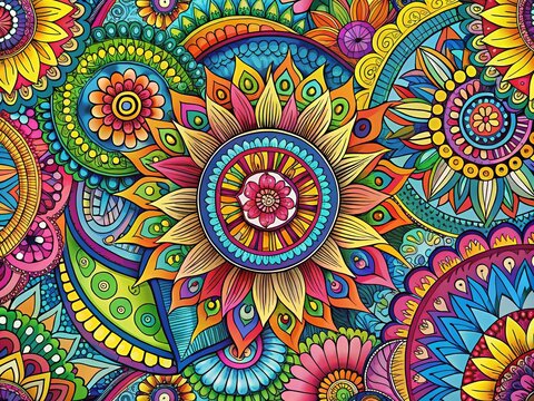 Intricate Zentangle Pattern Design for Relaxation and Creativity in Doodle Art and Coloring Activities