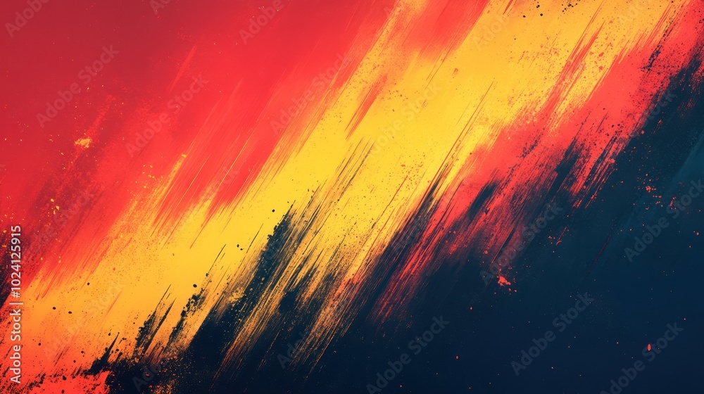 Wall mural abstract background with diagonal lines and a gradient from red to yellow.