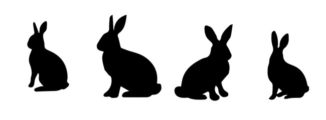 Rabbit silhouette vectors art isolated on a white background Vector
