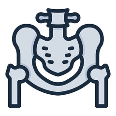 Hip joint filled line icon representing bone structure and orthopedic healthcare