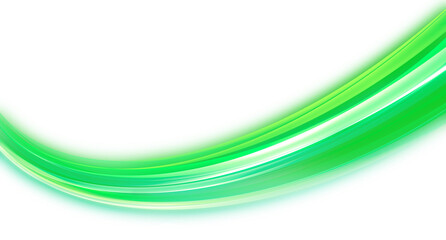 green Wavy Neon Glowing Lines on a transparent background