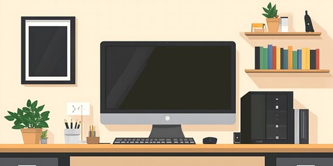 Modern Home Office Desk Illustration