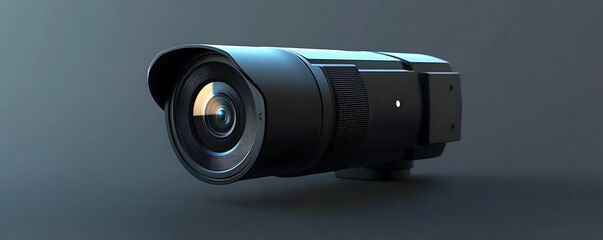 3D Render of a Modern Security Camera on a Gray Background