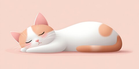 Sleeping Cute Cat Illustration